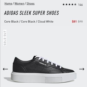 Adidas Sleek Black Leather Platform Sneaker